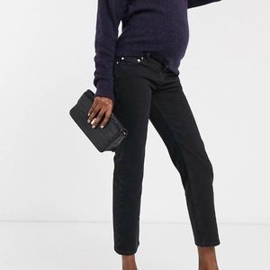 Black Cropped Maternity Jeans